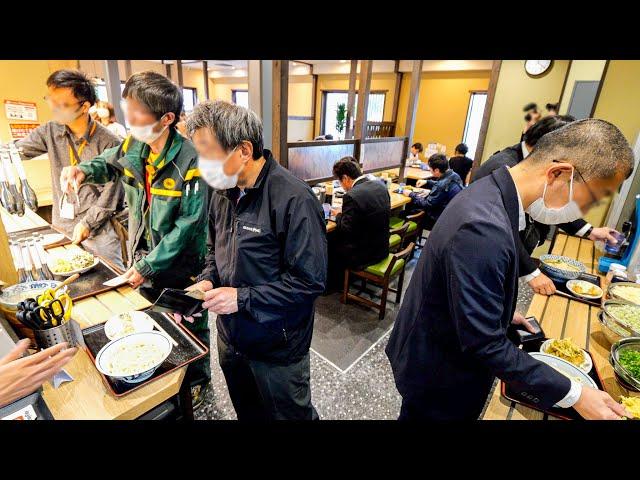 Udon is 420 yen! Workers at a self-service udon shop serve udon in 30 seconds.