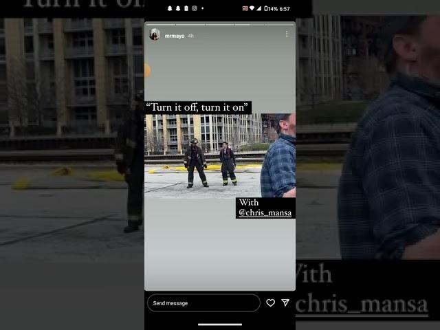 Miranda Rae Mayo and Chris Mansa behind the scenes || Chicago fire season 10 finale