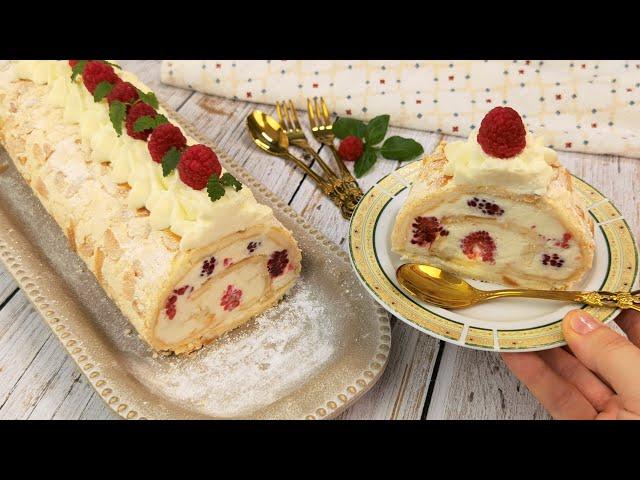 Foaia de bezea se face in 10 min si crema in 2! Rulada Pavlova cu zmeura frisca si mascarpone!