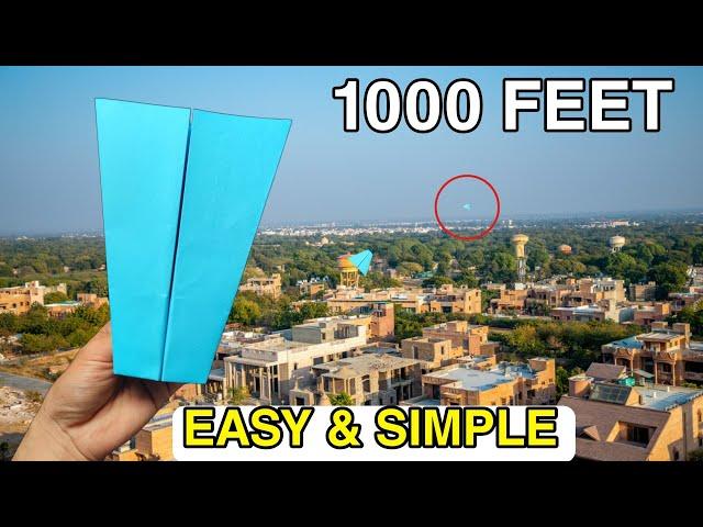 How to make a Paper Airplane that flies Far 1000 Feet - paper airplane easy