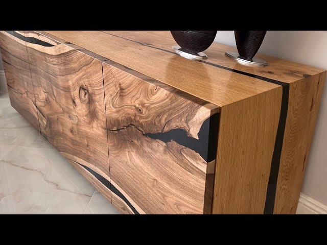 Woodworking. Building the Credenza Cabinets. Dovetail Joint and Epoxy.