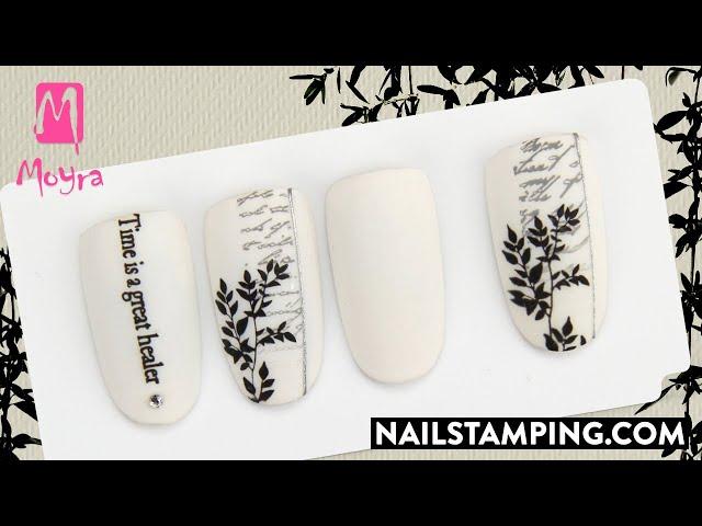 Layered stamping nail art with clean motif (nailstamping.com)