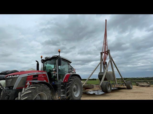 Repairs to massive Trebuchet catapult