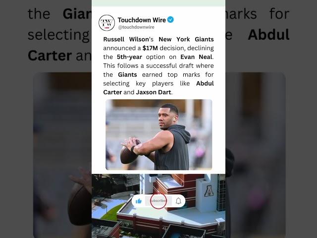Giants Decline Evan Neal’s 5th-Year Option  $17M Decision!  #NFLNews #Shorts