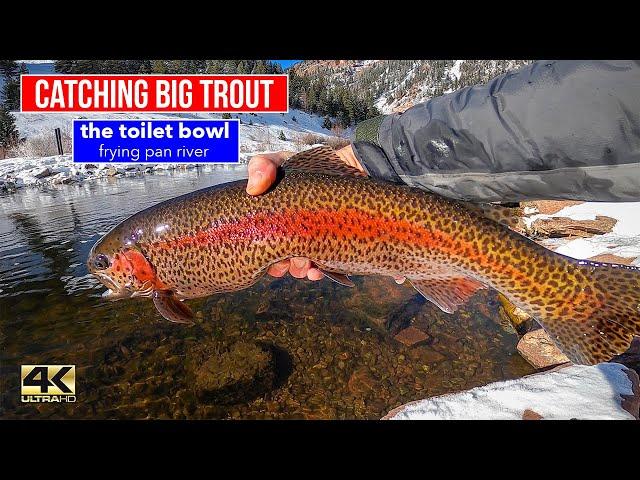 FLY FISHING THE FRYING PAN RIVER...targeting big trout at the Toilet Bowl, Basalt Colorado (winter)