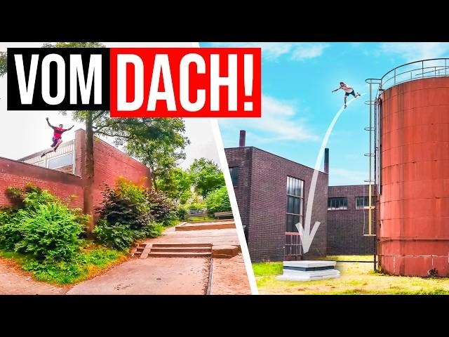 10M Sprung auf MINI-Matratze! & FETTE AIRTIME bei Sprung von DACH! | Parkour in Essen