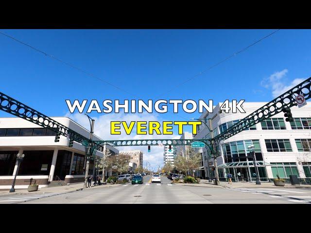 Downtown Everett, Washington  - Drive 4K