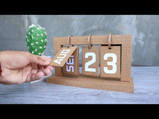 CARDBOARD DESK CALENDAR | DIY Creative Minimalist Calendar | Cardboard Craft Ideas | Arts & Crafts