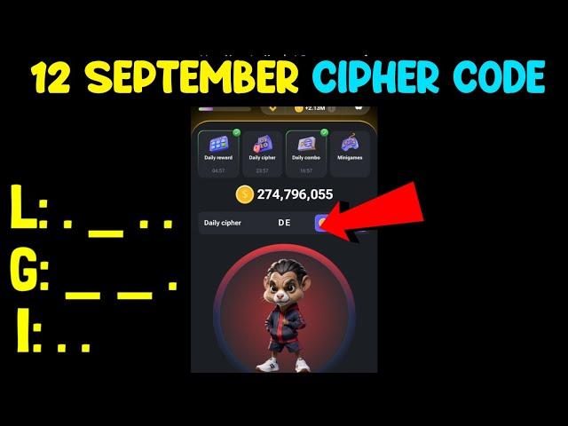 Daily Cipher 12 September | Hamster Kombat Daily Cipher Code 12 September 1M Coins Free | Morse Code