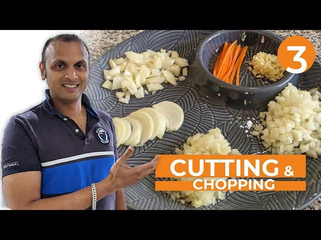 Learn to Cook-Basics #3 Cutting & Chopping | How to Chop an Onion Quickly | Knife Techniques Cooking