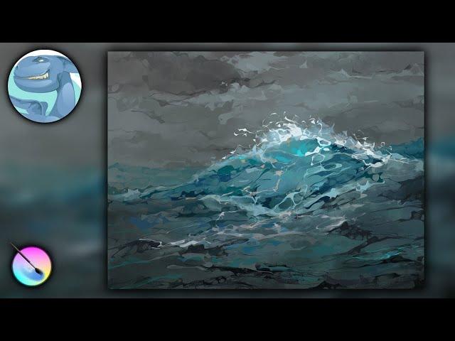 Wave - Seascape - Krita speedpaint - Process of creation