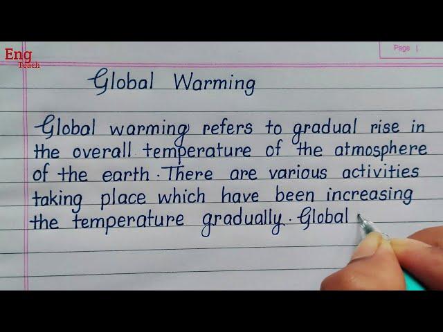 Essay on Global Warming |  English essay | writing | English writing | handwriting | Eng Teach