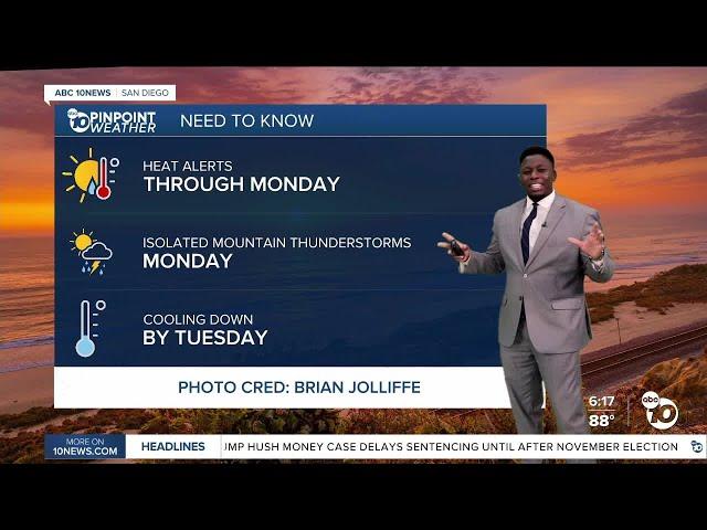 ABC 10News Pinpoint Weather with Moses Small: Relief from the heat this week