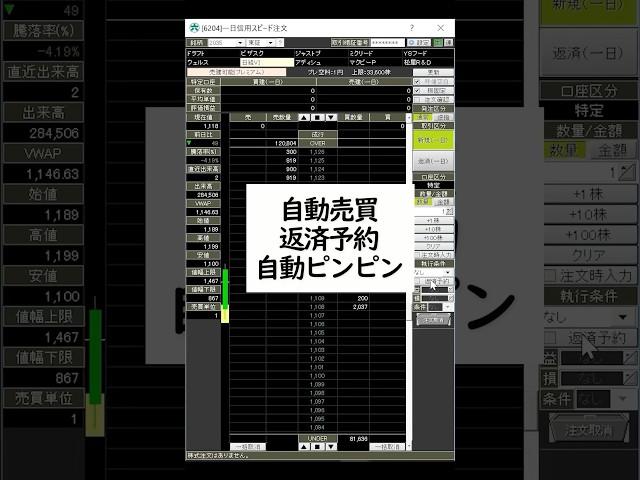 自動売買、返済予約、自動ピンピン 松井証券 ネットストックハイスピード 注文方法 #shorts