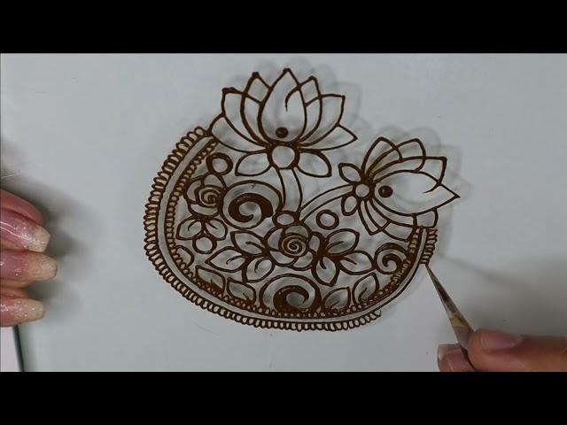 Learn How To Make Simple Lotus Mehndi Design | Filling Design