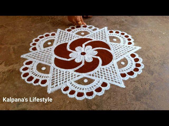 Pongal special simple method Unique flowers kollam Easy Rangoli sankaranthi muggulu