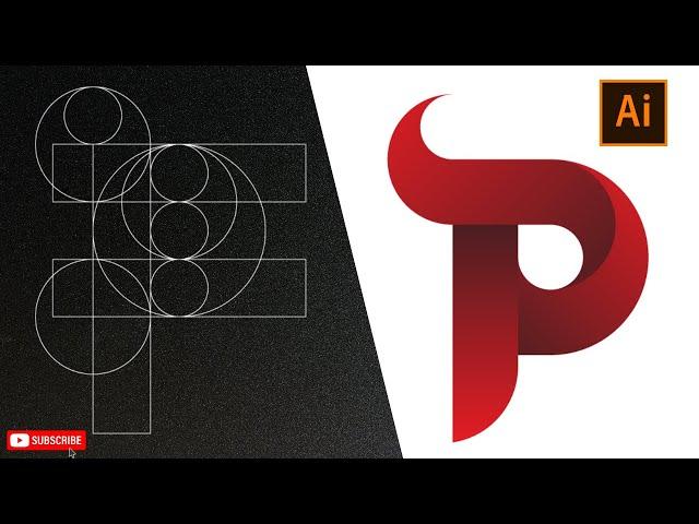 Letter P Logo Design in Adobe Illustrator | Modern Typography Logo |