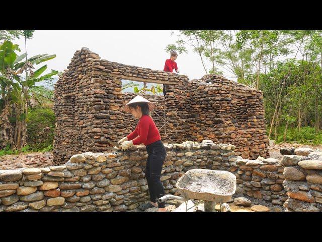The Journey Of Building New House With Many Stones: Build Stone Walls With Door And Window Frame