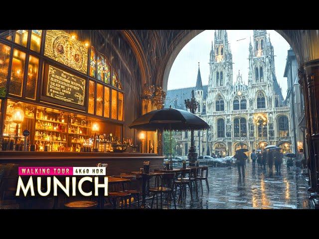 Munich, Germany 4k - Walking Tour in the Rain | Explore Munich in HDR