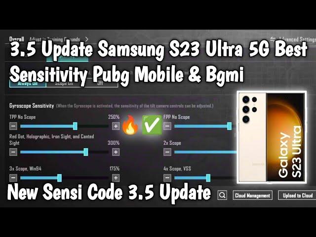 3.5 Update Samsung S23 Ultra 5G Best Sensitivity Pubg Mobile & Bgmi | New Sensi Code 3.5 Update