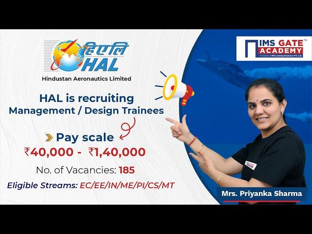 HAL Recruitment for Management / Design Trainees - 2023 I Detailed Notification by Priyanka Ma'am