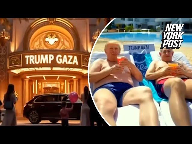 Trump shares AI video of vision for Gaza, featuring giant gold statue and him lounging w/ Netanyahu