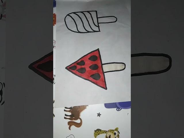 draw and colouring on ice cream|abeer art and craft|please like,share and subscribe