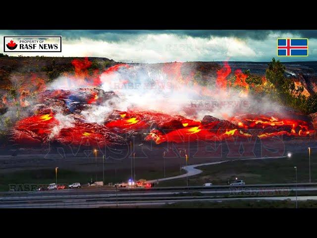 Horrible Today: Live Footage Iceland volcano Lava Pool Erupts Burn down the Blue Lagoon Parking area