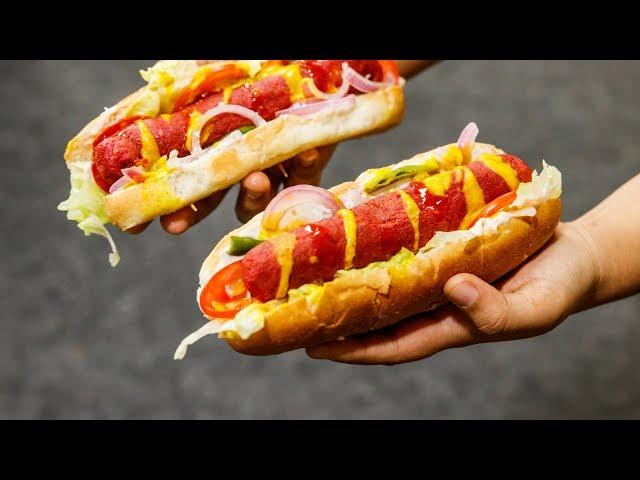 100% वेज हॉट डॉग की रेसिपी - veg hot dog recipe / subway sandwich - cookingshooking