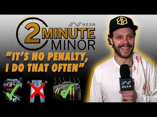 David Pastrnak Leaves His Hockey Bag In The Car OVERNIGHT | NESN Two-Minute Minor Interview