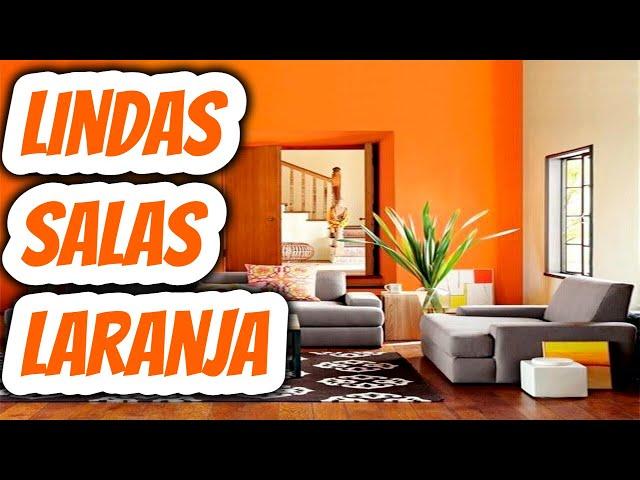 Modelos ideias sala de jantar estar em tons cor laranja. Imagens fotos para decoração alaranjado