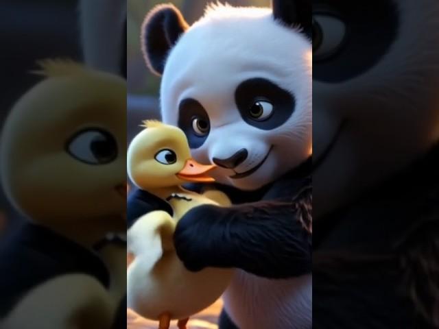 Duckling and Panda Friendship#duck  #panda #ai#cuteanimals #animals #animals #rescueshorts