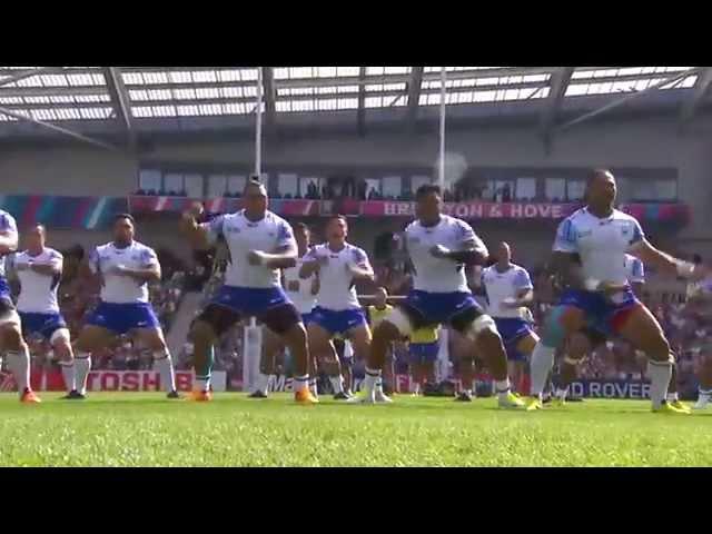 Samoa's powerful haka (Siva Tau war dance) taunts USA