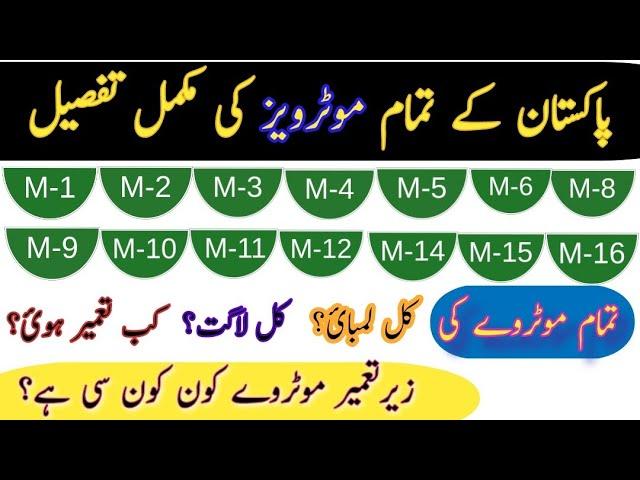 List of Motorways of Pakistan| Motorways of pakistan detail/ M1 to M16 Full detail/Pakistan Motorway