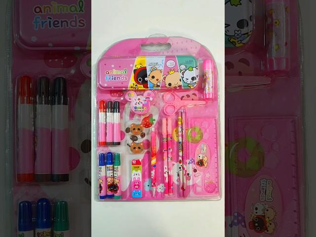 Hot Pink Stationery Set With Overall Stationery Items, Pen, Pencil, Eraser #stationery #backtoschool