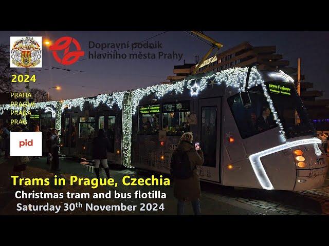 Prague, Czechia: Launch of the Christmas 2024 tram & bus fleet on Saturday 30th November 2024.