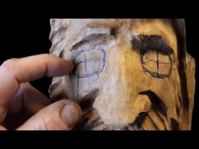 Dremel Carving - How to carve eyes on a woodspirit.