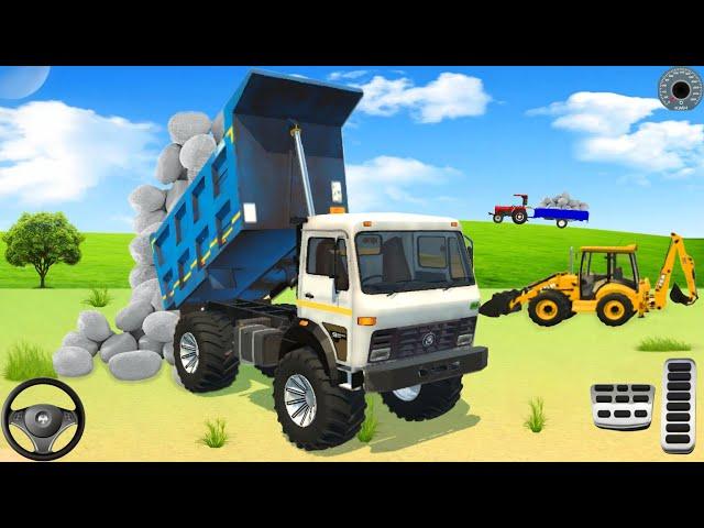 Drive JCB And Unloading stone From Dumper Truck in game  #dumper #truck #tractor #jcb #gamingvideos