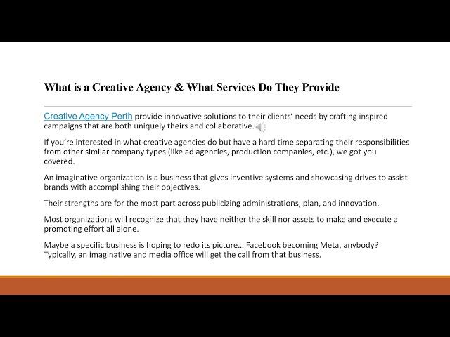 What is a Creative Agency & What Services they provide