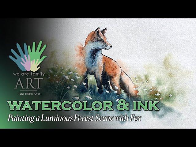 Forest Wildlife Painting: A Graceful Fox in Watercolor & Ink