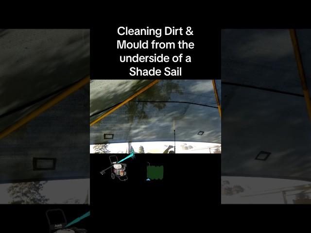 Cleaning Dirt & Mould from the underside of a Shade Sail by Water Blasting