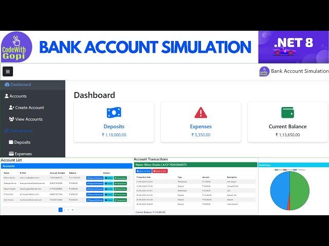 𝐏𝐫𝐨𝐣𝐞𝐜𝐭 - Bank Account Simulation App with .NET Core MVC and Web API | Build a Bank Account - DEMO