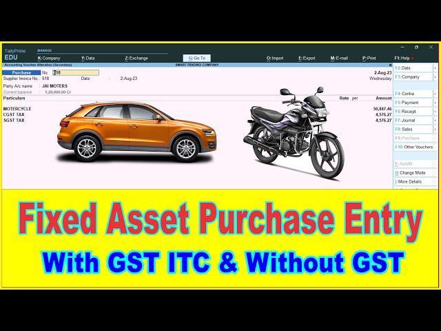 Tally Prime 3.0.1 Course | Fixed Assets Purchase Entry In Tally Prime | Bike Purchase in Tally Prime