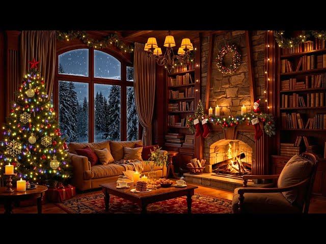 Warm Christmas Ambience with Jazz Relaxing Music  Soft Jazz & Crackling Fireplace for Relaxation