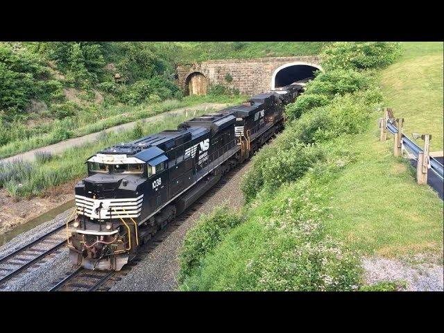 Huge Pennsylvania Freight Trains!  Gallitzin Tunnel Trains At Tunnel Hill, NS Pittsburgh Main Line