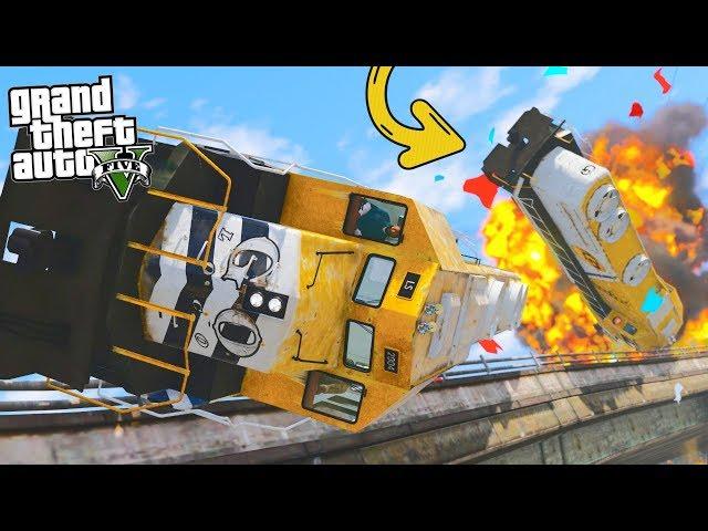 TOP GTA 5 TRAIN CRASHES! Glitch Makes Train FLY!! :D (GTA 5 Mods)