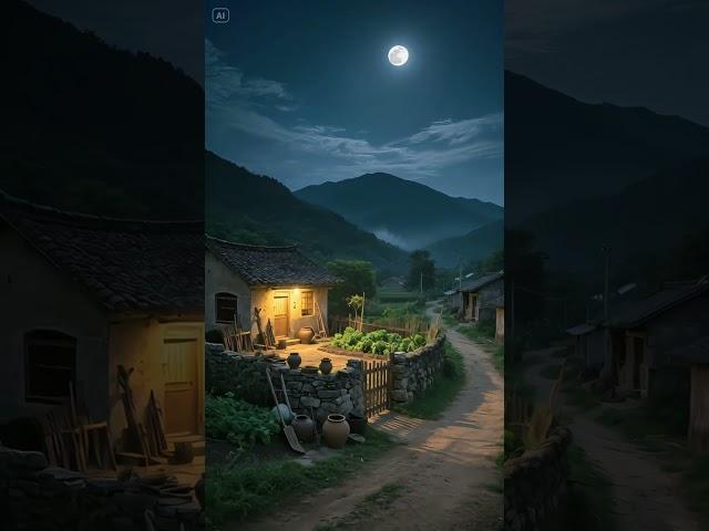 Peaceful Village Night Under Moonlight #asmr #relax #nature #campingvibes #beautiful #peacefuldays