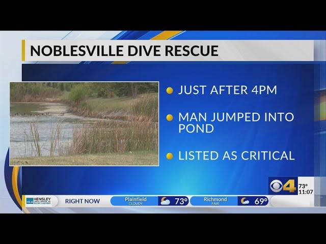 Man in critical condition after being recovered from retention pond in Noblesville