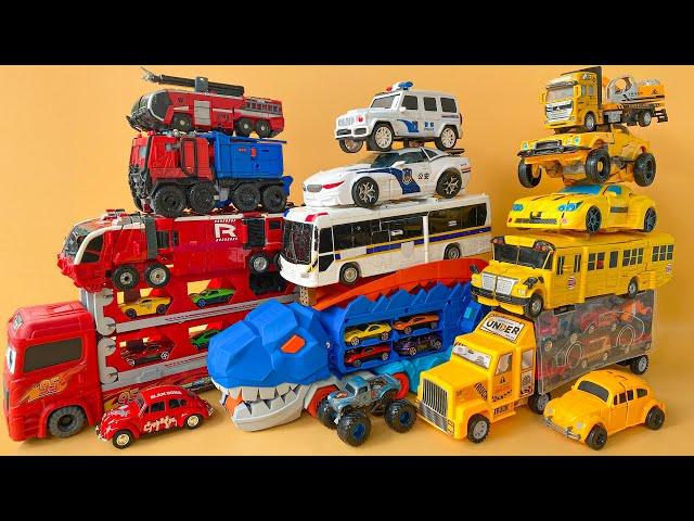 Transformer Control Car Toys: Dinosaur Eating Car: Truk, Train, Crane, Bus: Stopmotion Optimus Prime