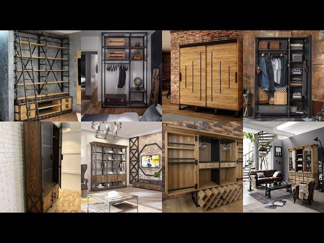 Шкаф лофт металл и дерево Wardrobe loft metal and wood Идеи мебель интерьер Interior furniture ideas